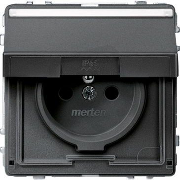 Aquadesign IP44 zásuvka s klapkou 250V, 16A, antracit SCHNEIDER MEG2612-7214