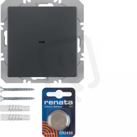 KNX RF tlačítko 1-násobné bateriové ploché, quicklink, Q.x, antracit sametová