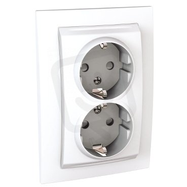 Unica Zásuvka dvojnásobná Schuko 16A/230V 2x2P+PE, Polar SCHNEIDER MGU23.067.18