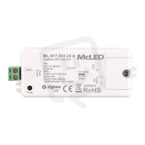 McLED ML-917.002.22.0 ZigBee přijímač - řízení jasu, 1 kanál, max. 8A, 12-36V