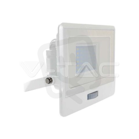 30W LED PIR Sensor Floodlight SAMSUNG CHIP White Body 3000K V-TAC SKU20274