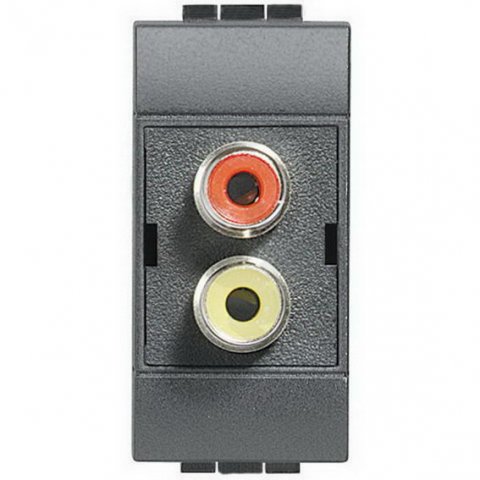BTICINO LIVINGLIGHT ZÁSUVKA 2XRCA 1MODULOVÁ ANTRACIT L4269R