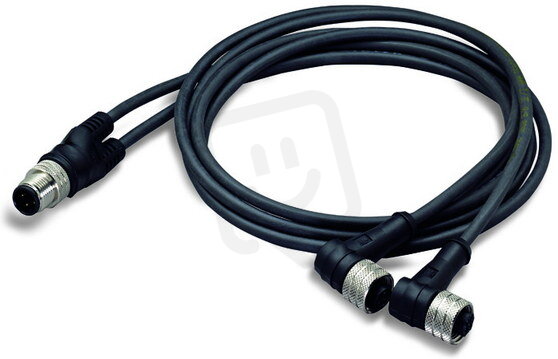 Kabel pro senzor/akční člen, 2x zásuvka M12, úhlová, Zástrčka M12A, přímá 4pól.