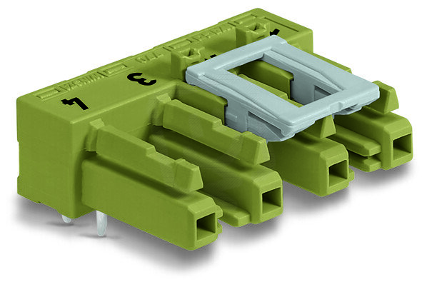 Zásuvka na desky plošných spojů, úhlové, 4pól., světle zelená