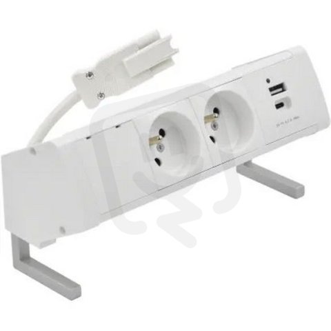 Kancelářská sestava zásuvek: 2x 250 V typ E + USB A-C nabíječka bílá