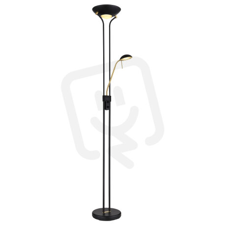Stojací svítidlo GLOBO LEONAS černá LED 20W 230V, 1690lm+5,5W 230V, 350lm 3000K