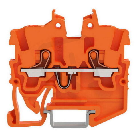 2vodičová průchozí svorka Mini, s ovládacím tlačítkem, 1 mm2, Oranžová