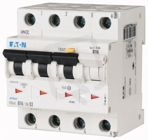 Chránič s jističem 6kA FRBm6-C6/3N/003 typ AC char C 3+Npól 6A 0,03A 170989
