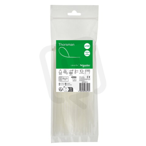 Stahovací páska, Thorsman, 200x3.6, čirá, balení 100 ks SCHNEIDER IMT46413