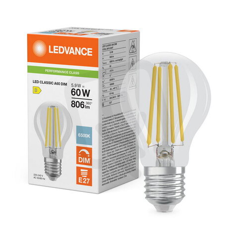 Světelný zdroj LED CLASSIC A DIM P 5.9W 865 Clear E27 LEDVANCE 4099854776991