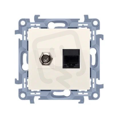 Zásuvka anténní typu 'F' + počítačová zásuvka RJ 45, krémováová CASFRJ455.01/41