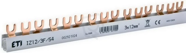 Propojovací lišta IZ12/3F/54 3p 54M 80A 12mm2 vidlice ETI 002921024