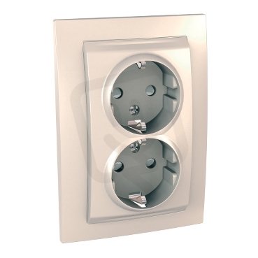 Unica Zásuvka dvojnásobná Schuko 16A/230V 2x2P+PE, Marfil SCHNEIDER MGU23.067.25