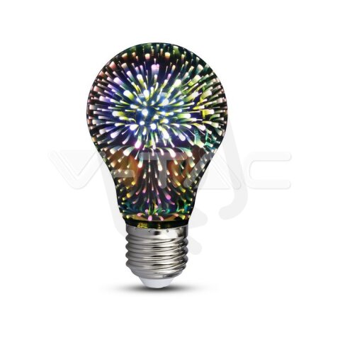 LED žárovka V-TAC 3W E27 Filament 3D A60 3000K VT-2203