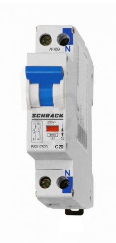 Instalační jistič 6 kA, C 20A, 1+N, 1TE SCHRACK BS017520--