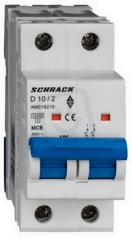 Instalační jistič AMPARO 10kA, D 10A, 2P SCHRACK AM019210--