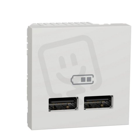 Nová Unica Dvojitý nabíjecí USB A+A konektor 2.1A, 2M, Bílý SCHNEIDER NU341818