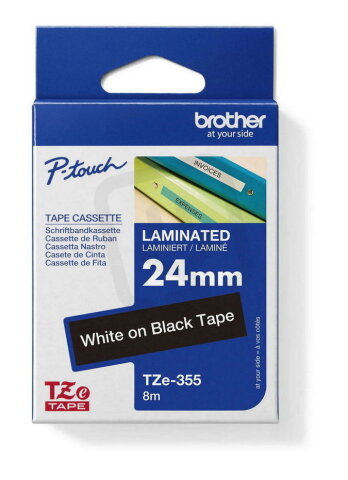 Páska BROTHER TZe-355, černá/bílá (24mm, laminované)