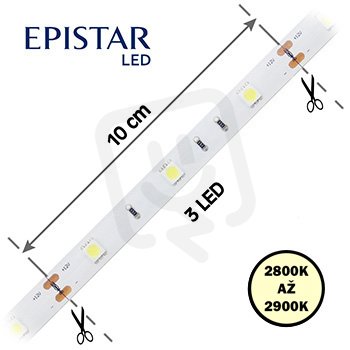 LED pásek 30LED/m, 5050, IP20, 2800-2900 K, bílá, 12V, 5m FK TECHNICS 4731534-60