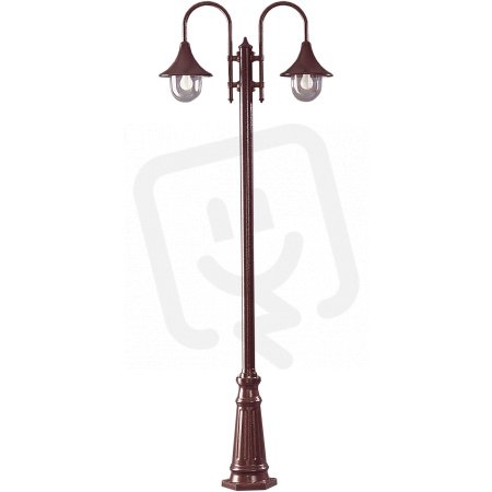 Sloupové svítidlo Diana sloup velký s ramenem 2 hnědá antika 2x60W IP23 E27