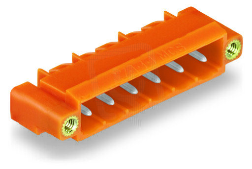 Konektor s pájecími piny THT, pájecí kontakt 1,2x1,2 mm, úhlové, oranžová 16pól.