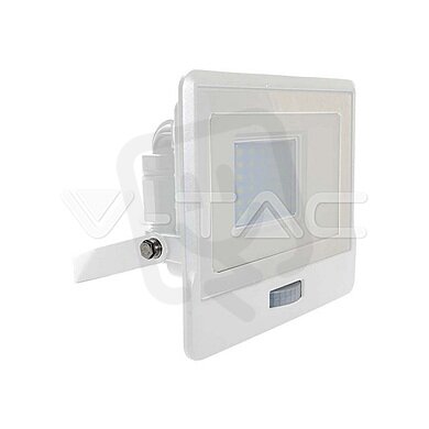 30W LED PIR Sensor Floodlight SAMSUNG CHIP White Body 6400K V-TAC SKU20276