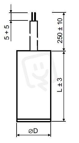 Motorový kondenzátor 3uF 25x60mm kabel 250mm bez uchycení MPB0030060