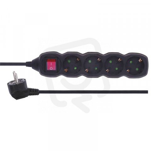 Prodlužovací kabel 4 zásuvky 3M s vypínačem ČERNÁ SCHUKO Emos PC1423