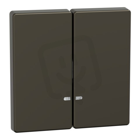 Dvojitá klapka, Merten System D, s průzorem, mocca kovová, kov MEG3420-6052