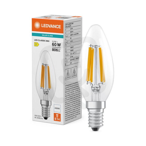Světelný zdroj LED CLASSIC B V 5.9W 840 Clear E14 LEDVANCE 4099854785788
