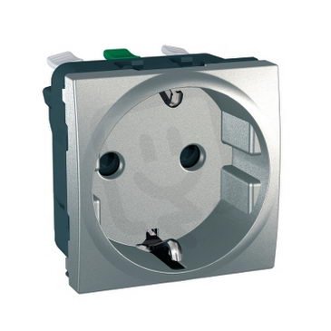 Unica Zásuvka 230V/16A 2P+PE Schuko bezšroubová Aluminium SCHNEIDER MGU3.057.30