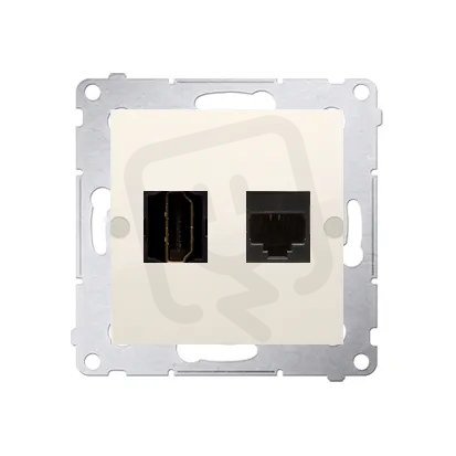 Zásuvka HDMI + počítačová zásuvka RJ45 kat.6, krémová DGHRJ45.01/41