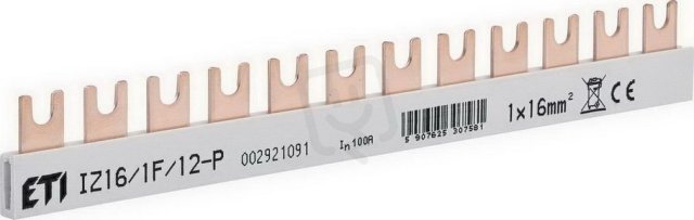 Propojovací lišta IZ16/1F/12P 1p 12M 100A 16mm2 vidlice ETI 002921091