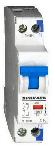 Instalační jistič 6 kA, C 16A, 1+N, 1TE SCHRACK BS017516--