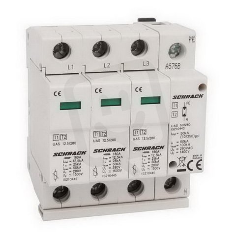 Svodič přepětí T1+2/BC kompletní 3+1 12,5kA/280V,série UAS SCHRACK IS210459--
