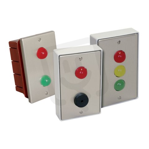 1423-BZ-12 LED indikátor s bzučákem 12V DC bílý kryt červený a zelený maják