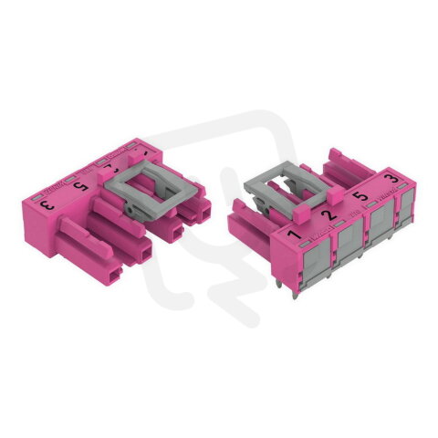 Zásuvka na desky plošných spojů, úhlové, 4pól., Růžová