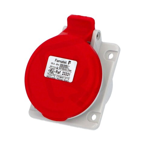 Vestavná zásuvka IP44/400V/16A/5P 6h, šikmá 10° - SpeedPRO FAMATEL 23331