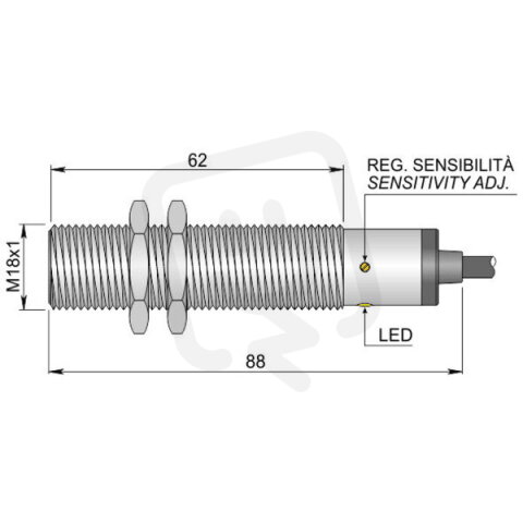 Kapacitní senzor d18 mm AECO SC18SM-C5 NPN NO+NC