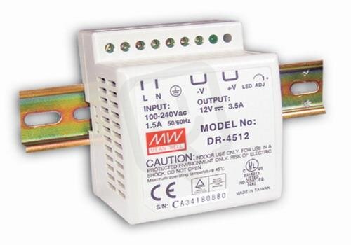 Napájecí spínaný zdroj na DIN 48W 24V 2A MEAN WELL DR-45-24