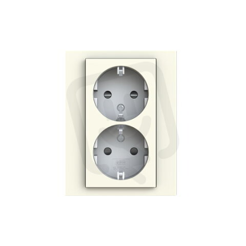 Dvojzásuvka ABB LEVIT s clonkami, bezšroub., slonová kost/bílá 5522H-C03458 17W