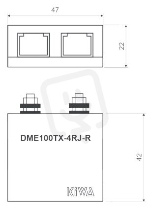 Přepěťová ochrana pro sítě Ethernet, montáž na DIN lištu DME100TX-4RJ-R TS35