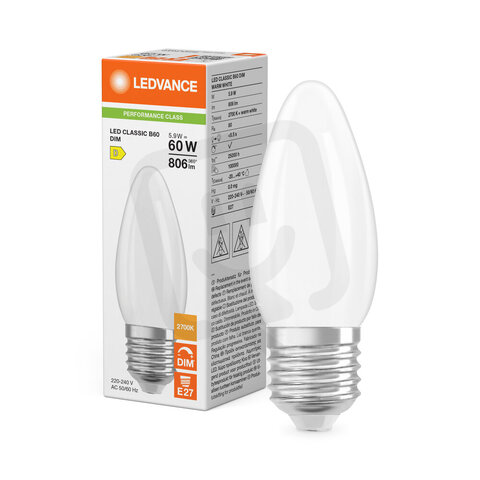 Světelný zdroj LED CLASSIC B DIM P 5.9W 827 Frosted E27 LEDVANCE 4099854778186