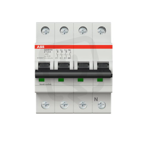 ABB S203M-Z1,6NA jistič 3F odpojení N vodiče (3+NA) 1.6 A char. Z 10kA
