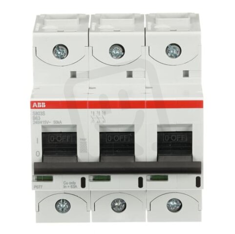S803S-B63 jistič 3P char. B 63A s klecovou svorkou Icu 50kA ABB 2CCS863001R0635