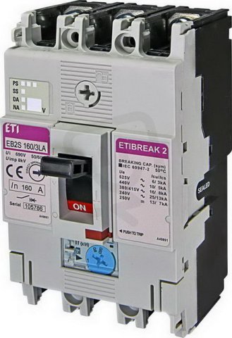 Kompaktní jistič EB2S 160/3LA 160A 3p ETI 004671885