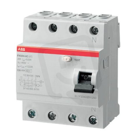FH204 A-25/0,03 proudový chránič čtyřpólový 25 A 30mA A ABB 2CSF204102R1250