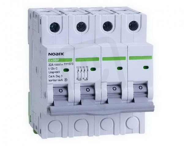 Instalační jistič NOARK 111588 EX9BP 6 kA pro PV, char. K, 16 A, 1000 V DC, 4pól