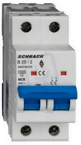 Instalační jistič AMPARO 10kA, B 25A, 2P SCHRACK AM018225--