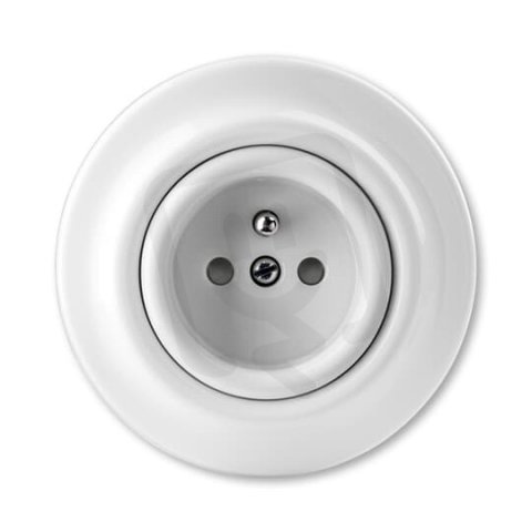 ABB DECENTO Zásuvka s ochranným kolíkem s clonkami bílá-porcelán 5519K-C02357